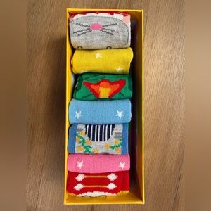 NIB. Mini Boden Kids’ 7-Pack Sorted Socks, Dragons & Castles, Size US 6-8.5